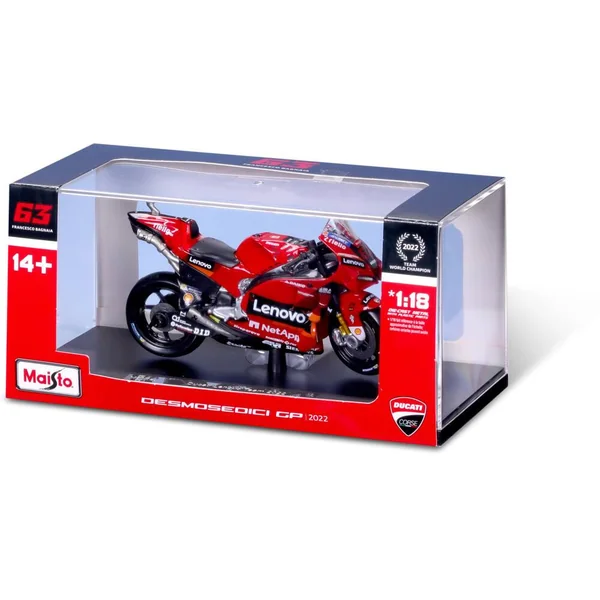 1/18 MOTO GP DUCATI LENOVO TEAM 2022 FRANCESCO BAGNAIA IN HARD CASE