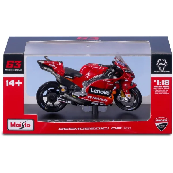 1/18 MOTO GP DUCATI LENOVO TEAM 2022 FRANCESCO BAGNAIA IN HARD CASE
