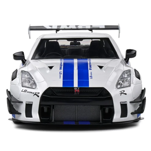 1/18 NISSAN GT-R (R35) W/ LIBERTY WALK BODY KIT 2.0 WHITE AND BLUE ST