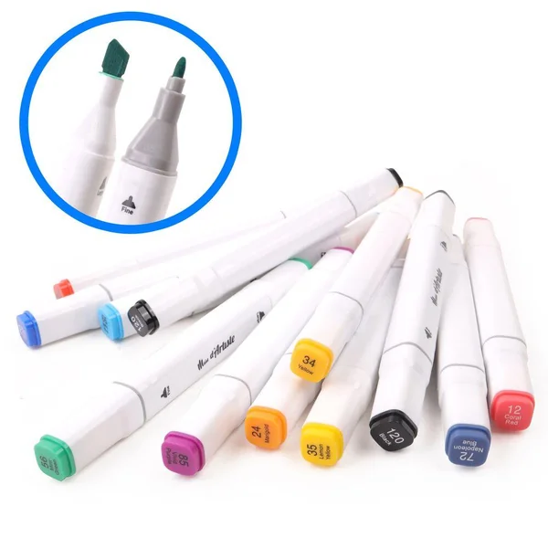 36 FEUTRES MARQUEURS A ALCOOL DOUBLE POINTE MAIN D'ARTISTE