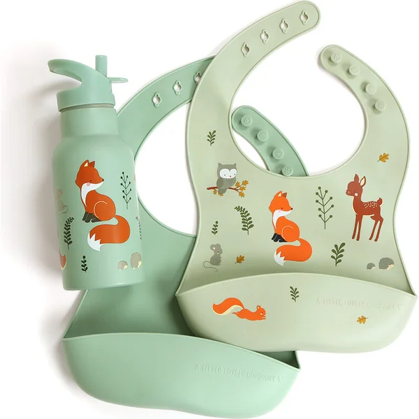 A Little Lovely Company - ensemble de deux bavoirs en silicone - amis de la forêt