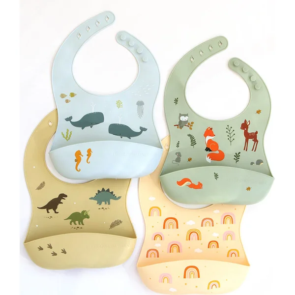 A Little Lovely Company - ensemble de deux bavoirs en silicone - amis de la forêt