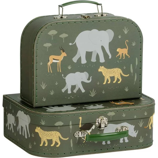 A Little Lovely Company - ensemble de deux valises en carton - animaux de la savane