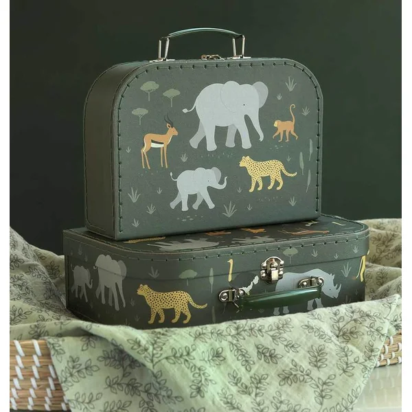 A Little Lovely Company - ensemble de deux valises en carton - animaux de la savane