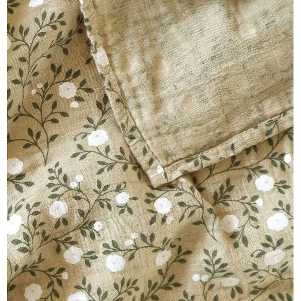 A Little Lovely Company - Serviette en mousseline XL, blossom - dark sage