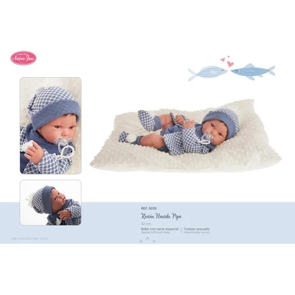 Antonio Juan 5035 garçon PIPO - poupée réaliste - bébé 42 cm