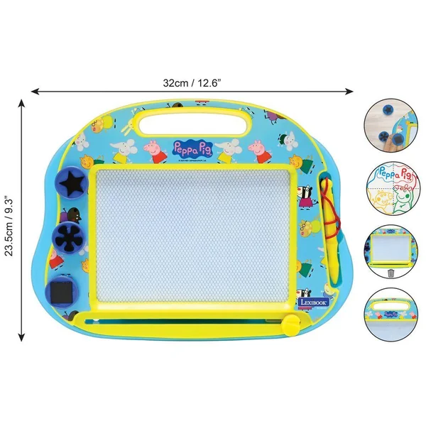 ARDOISE MAGIQUE FORMAT A5 AVEC ACCESSOIRES MAGNETIQUES POUR DESSINER EN COULEURS PEPPA PIG