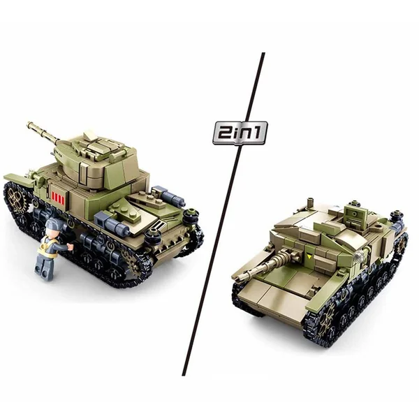 Army WWII : Char italien 2 en 1 de taille moyenne 463 pcs - Sluban