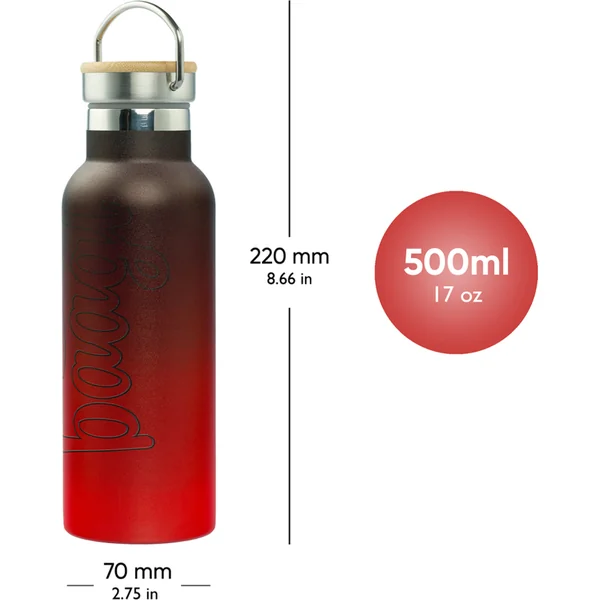 BAAGL Bouteille thermique avec bouchon en bambou Dégradé rouge-noir, 500 ml