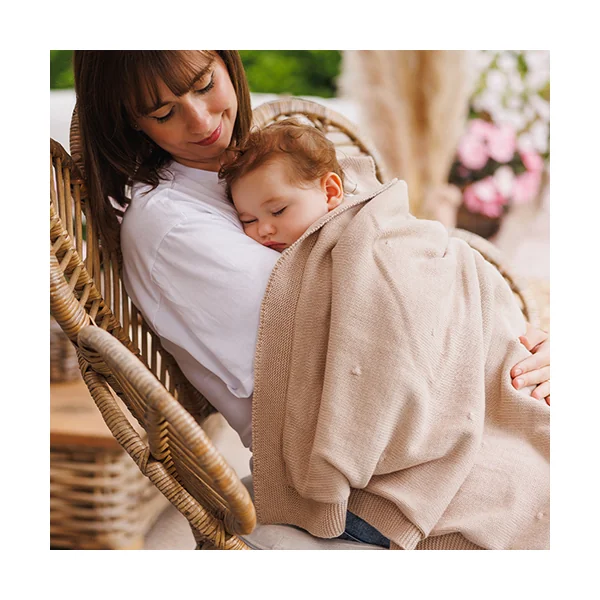 BABYONO Couverture en coton naturel 75 × 100 cm beige clair 0m+