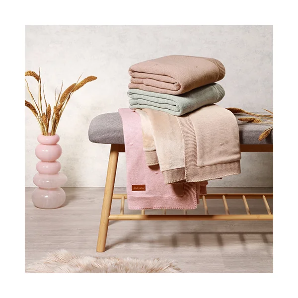 BABYONO Couverture en coton naturel 75 × 100 cm beige clair 0m+