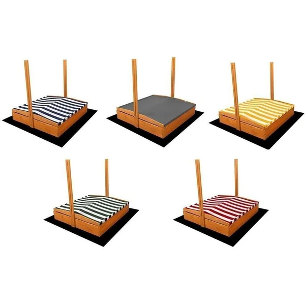 Bac à sable en bois pour enfants avec toit Baby Mix 120x120 cm rouge et blanc