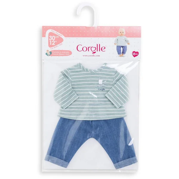 BB30 - PANTALON ET MARINIERE BORDS DE LOIRE - VETEMENT POUR POUPON 30CM - COROLLE VETEMENTS