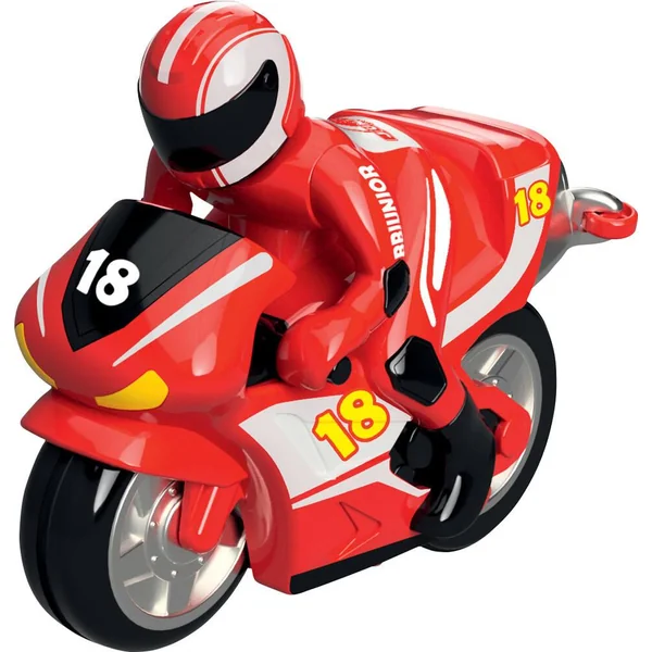BB JUNIOR - MOTO FIRST RC - MOTO AVEC PILOTE ET TELECOMMANDE GUIDON - COURSE ROUGE
