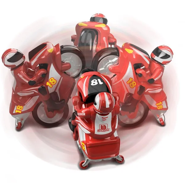 BB JUNIOR - MOTO FIRST RC - MOTO AVEC PILOTE ET TELECOMMANDE GUIDON - COURSE ROUGE