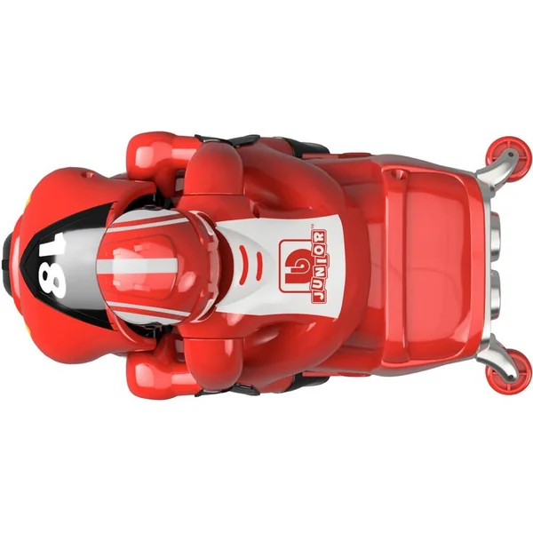 BB JUNIOR - MOTO FIRST RC - MOTO AVEC PILOTE ET TELECOMMANDE GUIDON - COURSE ROUGE