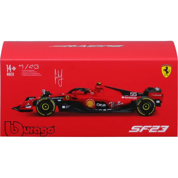 Bburago 1:24 Formule F1 Ferrari Scuderia SF-23 (2023) n°55 Carlos Sainz - Boîtier rigide