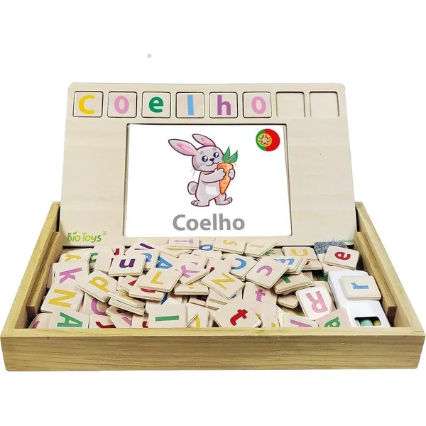 BIO TOYS L’ECOLE DES MOTS BILINGUE PORTUGAIS - ANGLAIS – JEU EN BOIS