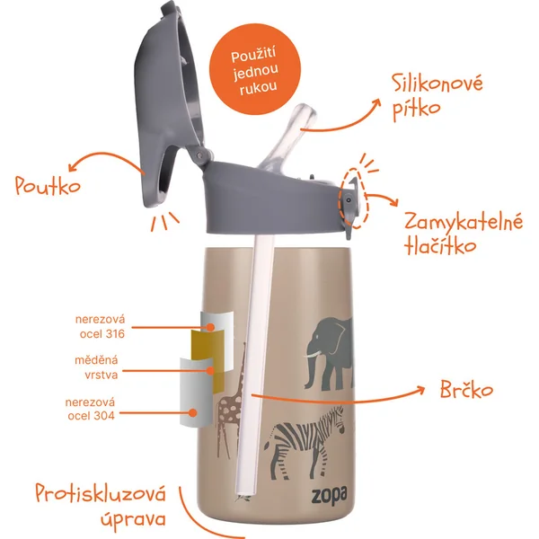 Bouteille isotherme avec paille 400 ml, Montagnes