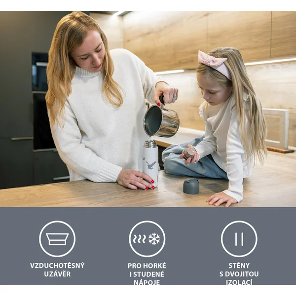 Bouteille isotherme pour liquides avec poignée en silicone 400 ml, Cookie beige