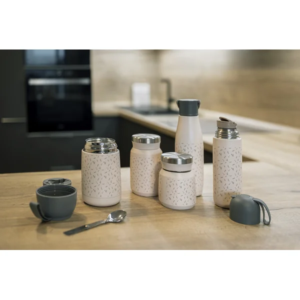 Bouteille isotherme pour liquides avec poignée en silicone 400 ml, Cookie beige