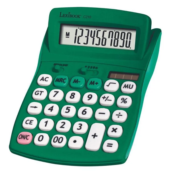 CALCULATRICE DE BUREAU VERTE 10 CHIFFRES AVEC ECRAN A ANGLE AJUSTABLE ET FINITION RUBBER