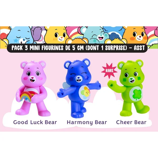 CARE BEARS - PACK 3 MINI FIGURINES DE 5 CM 1 SURPRISE