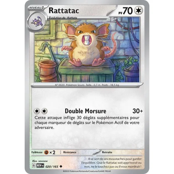 Carte Pokémon Rattatac 020/165 – Pokémon 151