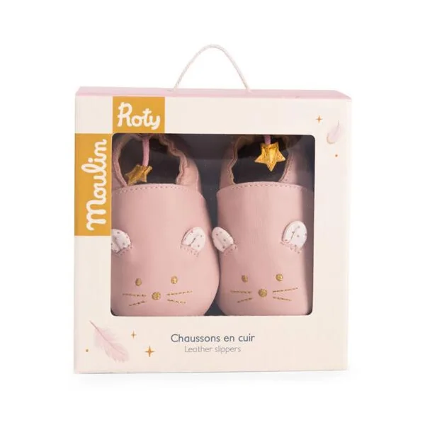 CHAUSSONS CUIR SOURIS ROSE LA PETITE ECOLE DE DANSE 6 - 12 MOIS