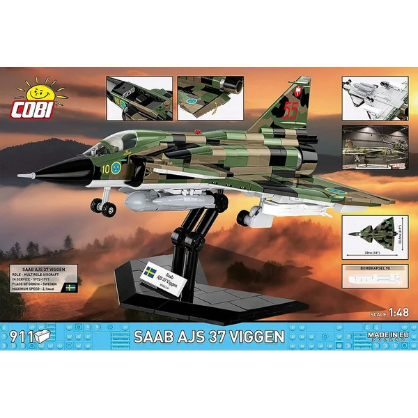 Cobi 5911 Forces Armées SAAB AJS37 VIGGEN, 1:48, 910 k
