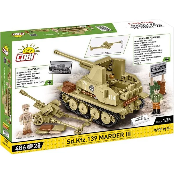 Cobi II WW Sd. Kfz. 139 Marder III, 1:35, 486 k, 2 f