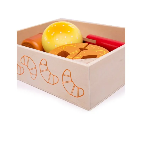 Coffret pain et pâtisseries à découper dans une caisse en bois - BigJigsToys