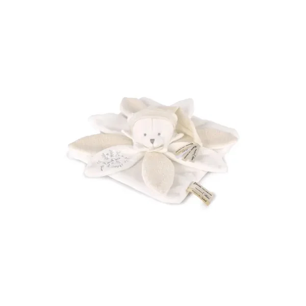 Collection Anniversaire : Doudou plat pétales Ours Blanc 25 cm - Doudou et compagnie