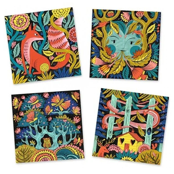 Coloriage 3D effect Foret fantastique - Djeco