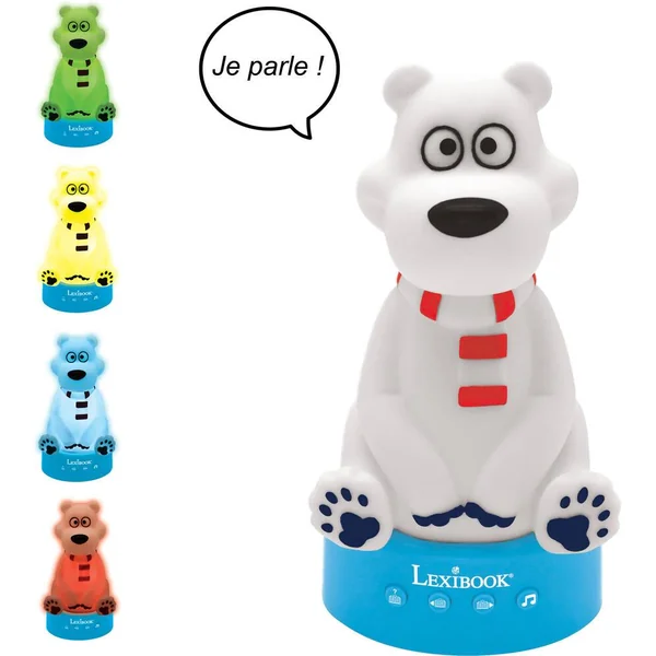 COMPTEUR D’HISTOIRES OURSON EN 3D AVEC VEILLEUSE, MUSIQUES ET VARIATION DE COULEURS 17CM (FRANÇAIS)
