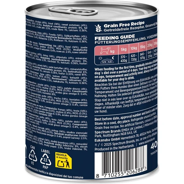 Conserve EUKANUBA Senior riche en truite avec patates douces 400 g