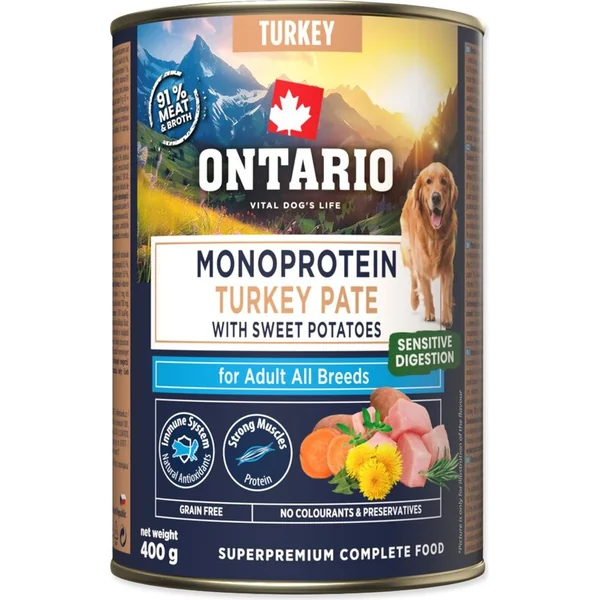 Conserve Ontario Adult monoprotein pâté de dinde avec patates douces 400g