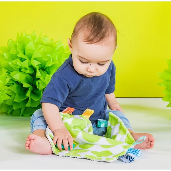 Couverture câline sur anneau C Little Taggies pois verts 0m+