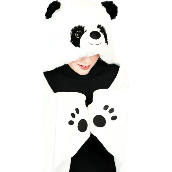 Cozy Noxxiez BL823 Panda - couverture chauffante avec capuche avec animal et poches en forme de patt