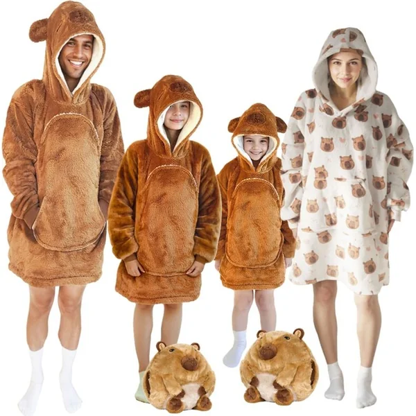 Cozy Noxxiez CH364 Capybara - couverture à capuche télévisée chauffante pour adolescents