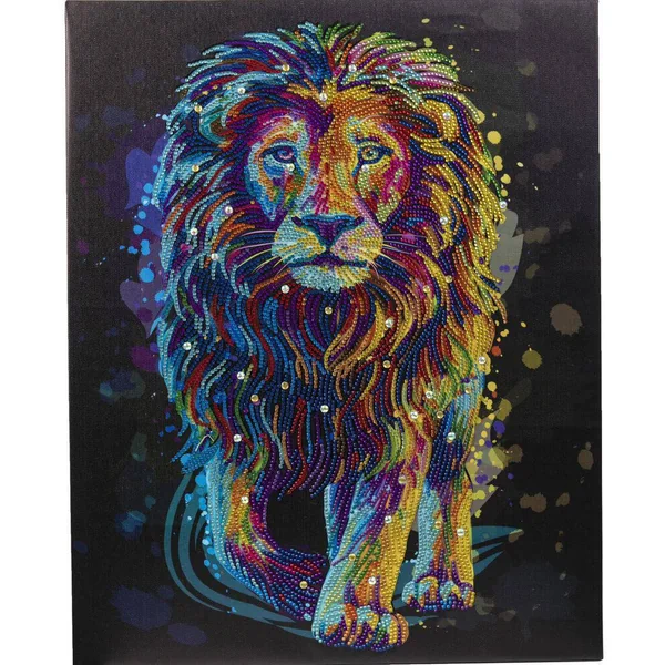 CRYSTAL ART TABLEAU BRODERIE DIAMANT 40X50CM LION MULTICOLOR