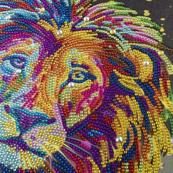 CRYSTAL ART TABLEAU BRODERIE DIAMANT 40X50CM LION MULTICOLOR