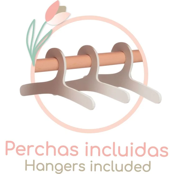 DeCuevas 55874 Portemanteau en bois pour vêtements de poupées Tulipe 2025