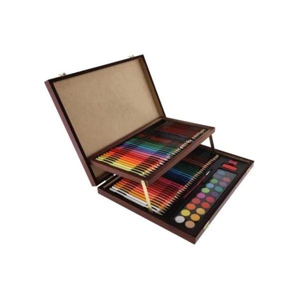 Ensemble de peinture - Coffret créatif Art box 91 pièces dans une valise en bois