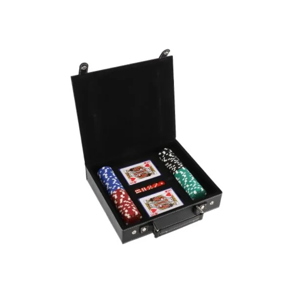 Ensemble de poker 100 pcs + cartes et dés, dans une mallette, 28x25x8cm