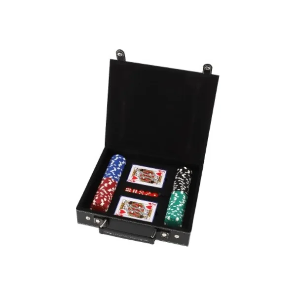 Ensemble de poker 100 pcs + cartes et dés, dans une mallette, 28x25x8cm