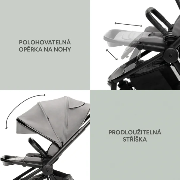 Ensemble Poussette Sportive Move Cross 3 + nacelle XL 3 + adaptateurs, Antique Green/Gold