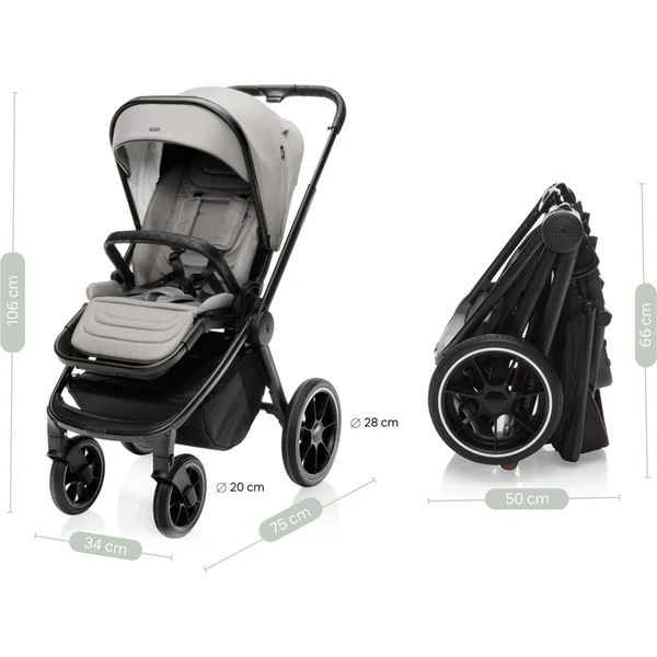 Ensemble Poussette Sportive Move Cross 3 + nacelle XL 3 + adaptateurs, Antique Green/Gold