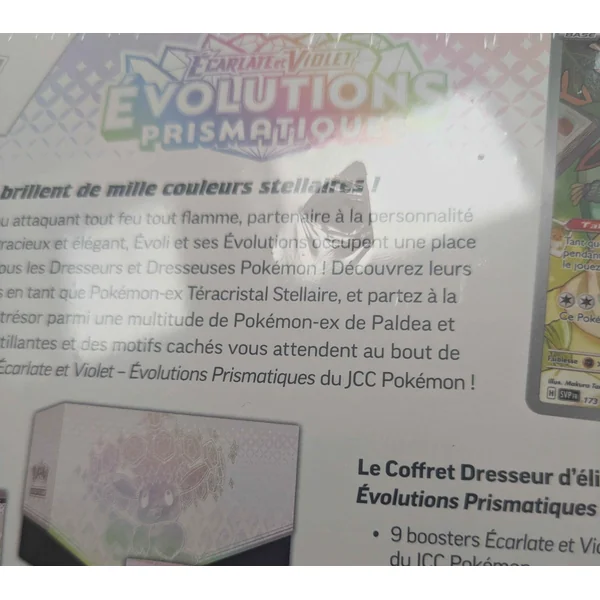 ETB Pokémon Évolutions Prismatiques EV 8.5 – Coffret Dresseur d’Elite – TROU SUR LE SCELLAGE