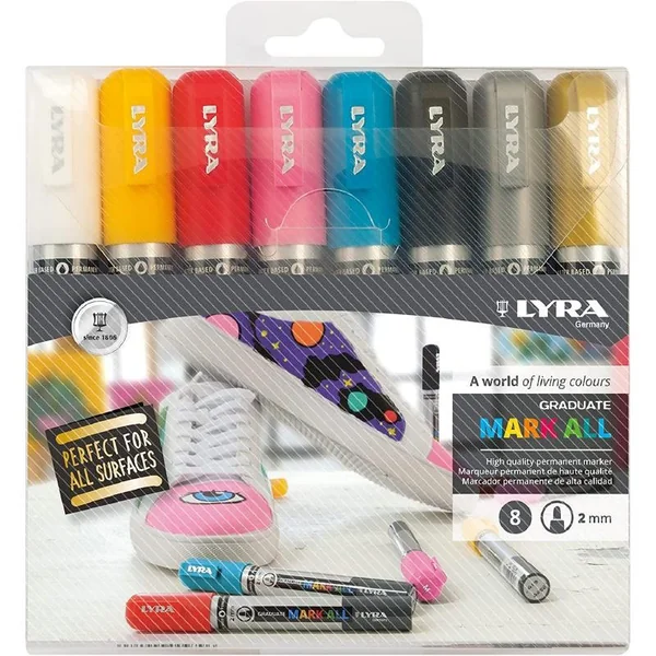 Etui 8 Marqueurs Couleur Lyra Graduate Mark All taille M (2 mm)